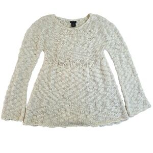 Calvin Klein Jeans Chunky Wool‎ Blend Sweater Tunic Sz XL Boho Flare Sleeve Open